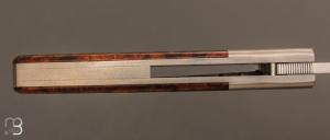 Couteau  "  bolster-lock  " custom de Elouan Coude - Bois de fer et lame en RWL34