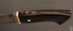   Couteau Droit de collection par Jean Paul Sire - Corne et Damas multi-barreaux