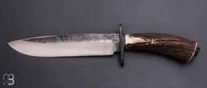    Couteau  de chasse par Laurent Gaillard - Bois de cerf et lame en 100C6