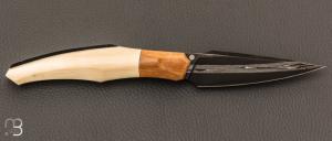   Couteau " custom " de Berthelemy Gabriel - La Forge Agab - Ivoire de mammouth et Damas