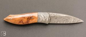   Couteau " custom " de Alain & Joris Chomilier - Damas de Chad Nichols et ivoire de mastodonte