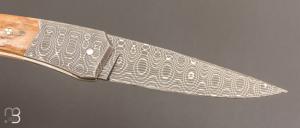    Couteau " Lock-back custom " de Alain & Joris Chomilier - Mammouth et damas "spirographe" de Vegas Forge