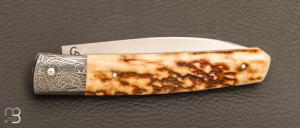   Couteau " custom " par Grégory Picard - Bois de cerf et S45VN