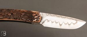    Couteau custom par Guy Poggetti - bois de cerf et lame en C130