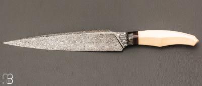    Couteau  "  custom " fixe de Berthelemy Gabriel - La Forge Agab - Ivoire de mammouth et damas 