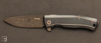 Couteau de poche MYTO blue titanium damas MT01D.BL - Molletta design par Lionsteel