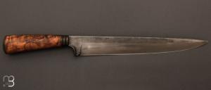 Couteau droit " Longhunter " de Frédéric Maschio - Racine de châtaignier et lame en acier 80CrV2