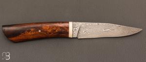  Couteau droit par Nicolas Mestrallet - Atelier du couteau de Vaunaveys - Lame forgée acier damas et bois de fer