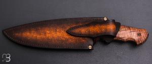 Couteau " fixe custom " par Fabrice Delbart - Forge Celtique - Koa et lame en 90mcv8
