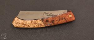 Couteau de poche le Fuji par la Coutellerie Teymen - Loupe d'orme et bouleau