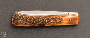    Couteau liner lock par Joël Grandjean - Bois de cerf et RWL34