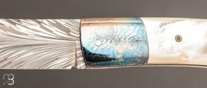   Couteau " lock back " par Eric Depeyre - Damas plume et nacre