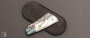   Couteau " lock back " par Eric Depeyre - Damas plume et nacre