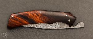  Couteau piémontais par Nicolas Mestrallet - Atelier du couteau de Vaunaveys - Acier damas et bois de fer