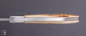    Couteau de poche à cran carré Pierre Henri Monnet - Bois de cerf et 90McV8