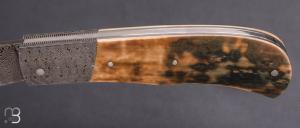  Couteau " trappeur " custom par Anthony Brochier - Mammouth et damas feuilleté