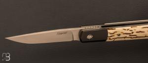   Couteau " liner lock " custom de Stéphane Sagric - Ivoire de Mammouth et Zirconium
