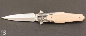    " Dague pliante custom " de Stéphane Sagric - Micarta et RWL34