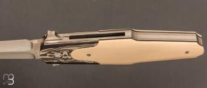    " Dague pliante custom " de Stéphane Sagric - Micarta et RWL34