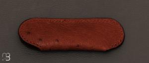 Etui cuir d'autruche naturel pour couteau de poche