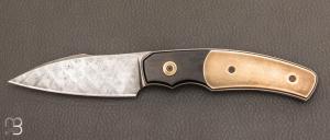  Couteau  "  Front-Flipper " custom pliant par David Lespect - Laiton / bne et damas