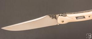   Couteau  "  Laguiole 15 CM Queue de Scorpion " de Jérôme Lamic - ivoire de mammouth