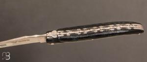 Couteau Laguiole en Aubrac - Fibre de Carbone pailletée bleu doubles platines
