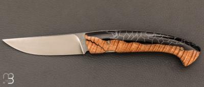   Couteau  de poche 1515 collection "Hybride" par Manu Laplace - Erable ondé/Résine et lame ice blade