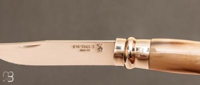 Couteau Opinel N°8 Custom Corne De Buffle Avec étui Cuir - Neuf Fait Main France