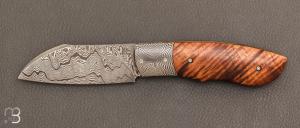  Couteau  "  Orthos " custom pliant par Milan Mozolic - Koa et damas