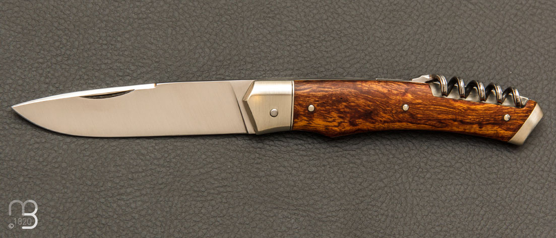 Couteau de poche Le 1820 2 pièces en bois de fer et 14C28N par Mathieu Herrero