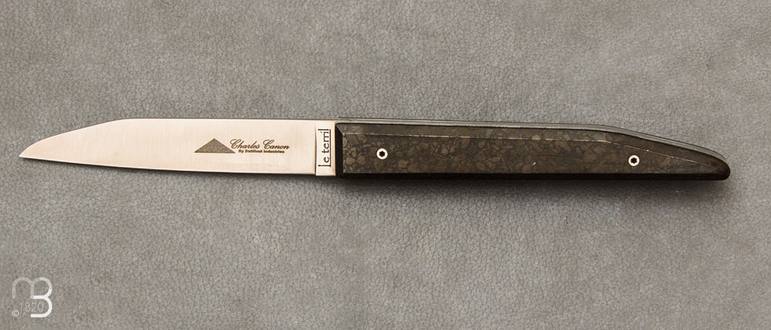 Couteau de poche "Le Terril" par Charles Canon - Manche charbon poli