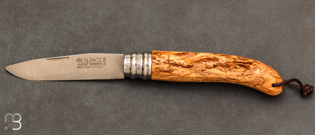 Couteau de poche Alpage Sauvage Olivier gravure "Toit des bois" par Verdier