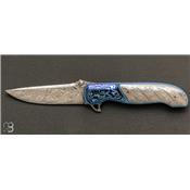 Couteau pliant custom de Larry Newton - Raindrop Damascus