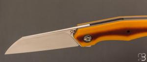  Couteau " liner-lock " custom par Romain Lopez - Micarta butterscotch et RWL-34