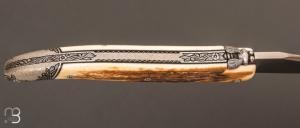  Couteau  " Laguiole 13 CM " de Jérôme Lamic - ivoire de mammouth et 14C28N