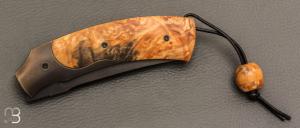    Couteau " 1310 " liner lock de SMZ Flammes de forge - Loupe d'érable Négundo et 80CrV2