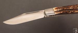 "Barlow Classic " slipjoint custom de Jean Baptiste Leveque - Bois de cerf et XC100