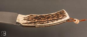    Couteau " 1310 " liner lock bois de cerf et RWL34 de SMZ Flammes de forge