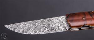   Couteau "1515 collection Globetrotter" par Manu Laplace - Loupe d'érable et lame damas