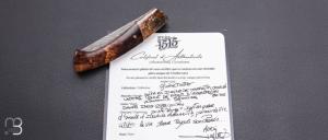   Couteau " 1515 collection Globetrotter " par Manu Laplace - Ronce de noyer et lame damas