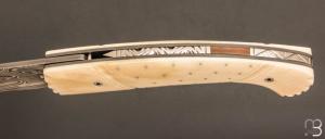   Couteau " 1515 Inuit " de poche par Manu Laplace - Os de renne et Damas