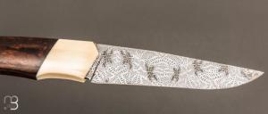    Couteau " 1820 " par Nicolas Mestrallet - Atelier du couteau de Vaunaveys - Damas mosaïque et bois de fer