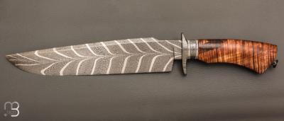  Couteau droit de collection  par Anthony Brochier - Tasmanian black wood et damas Torsadé plume