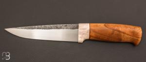 Couteau " All Purpose " Nordique custom de Laurent Juhel - Loupe de châtaigner et 80CrV2