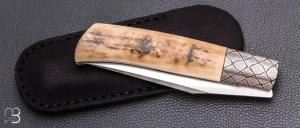   Couteau " Alpin " par Stephen Taillandier - Ivoire de Mammouth / damas et Elmax