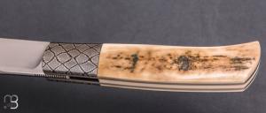   Couteau " Alpin " par Stephen Taillandier - Ivoire de Mammouth / damas et Elmax