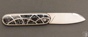 Couteau "Bull'ix" custom de Florent Dall'ava - L'atelier Dall'ava - Onyx argent et lame en RWL34