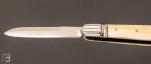 Couteau " Canif 2 lames inspiration Sheffield " pliant fait main par Bastien Toubhans - Atelier Beau Merle - Dent de phacochère