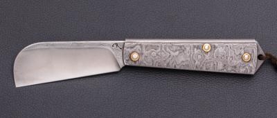   Couteau " Colonial " custom de poche par Gilles Reverdy - XC100 et plaquettes damas